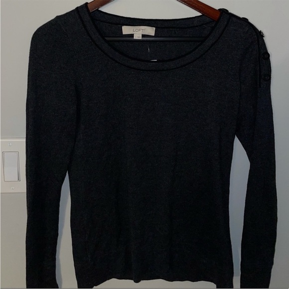 LOFT Charcoal Long Sleeve Top - Picture 5 of 6